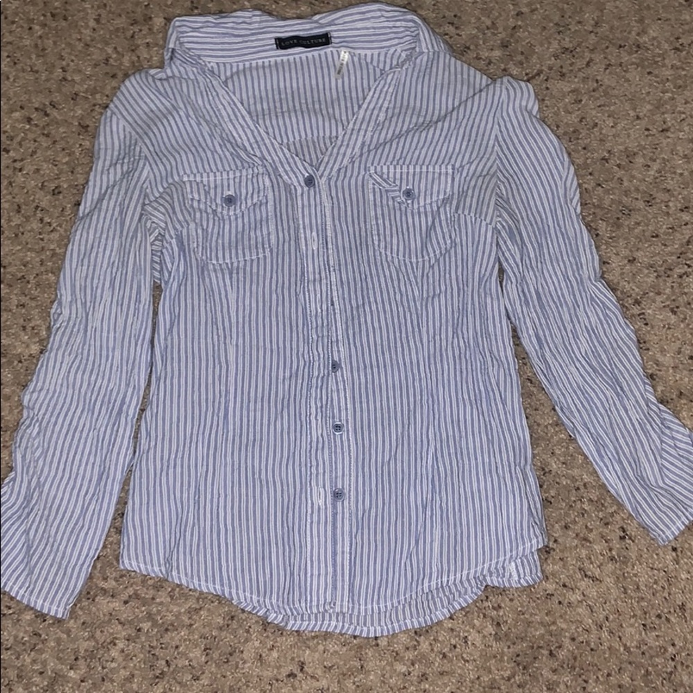 Blue/White stripe button up